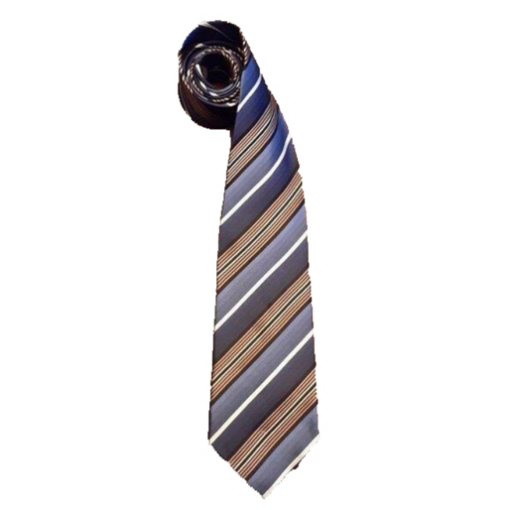 Stefano Conti Men's 100% Silk Dark Blue Striped Necktie
